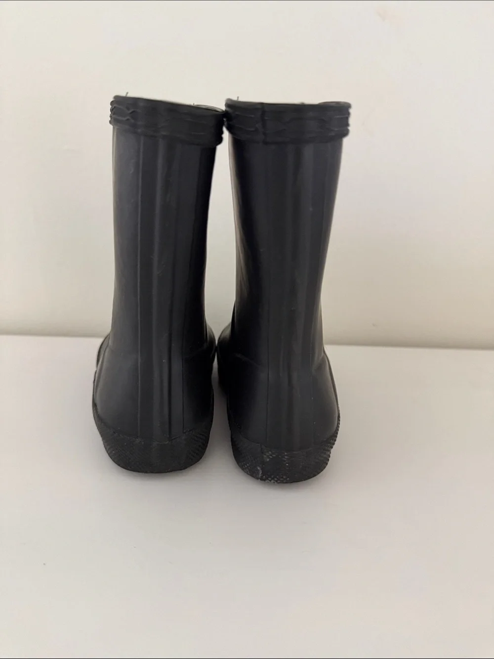 Hunter Matte Black Mid-Calf Rubber Boots with Logo Patch